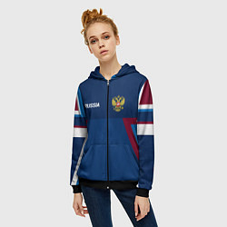 Толстовка на молнии женская Спортивная Россия, цвет: 3D-черный — фото 2