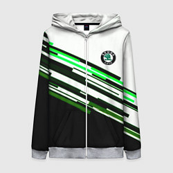Толстовка на молнии женская Skoda sport stripes line, цвет: 3D-меланж