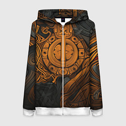 Толстовка на молнии женская Узор в скандинавском фолк-арт стиле, цвет: 3D-белый