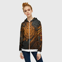 Толстовка на молнии женская Узор в скандинавском фолк-арт стиле, цвет: 3D-белый — фото 2