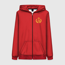 Толстовка на молнии женская СССР Герб со звездой, цвет: 3D-красный