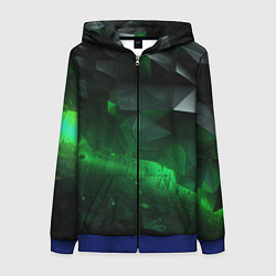 Женская толстовка на молнии Трехмерность зеленой фигуры
