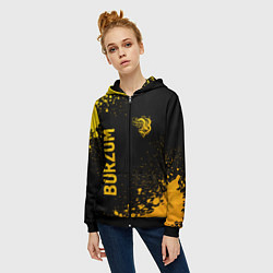 Толстовка на молнии женская Burzum - gold gradient вертикально, цвет: 3D-черный — фото 2