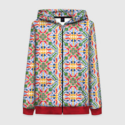 Толстовка на молнии женская Мелкий красочный узор, цвет: 3D-красный