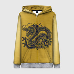 Женская толстовка на молнии Дракон на золоте
