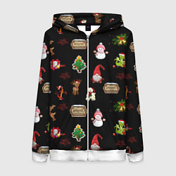 Женская толстовка на молнии Много новогодних игрушек