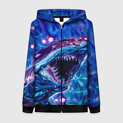 Толстовка на молнии женская Фиолетовая акула, цвет: 3D-черный