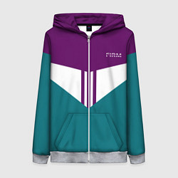Женская толстовка на молнии FIRM темная сирень и бирюза