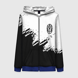 Толстовка на молнии женская Juventus black sport texture, цвет: 3D-синий