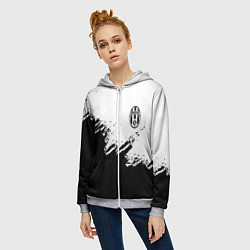 Толстовка на молнии женская Juventus black sport texture, цвет: 3D-меланж — фото 2