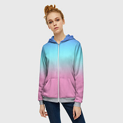 Толстовка на молнии женская Синий и голубо-розовый градиент, цвет: 3D-меланж — фото 2
