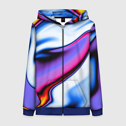 Толстовка на молнии женская Яркая цветная волна, цвет: 3D-синий