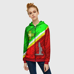Толстовка на молнии женская Флаг Зеленограадского АО, цвет: 3D-красный — фото 2