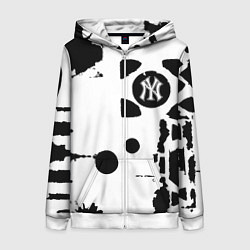 Толстовка на молнии женская New York yankees - baseball team pattern, цвет: 3D-белый