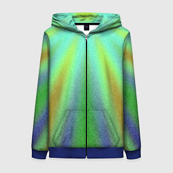 Толстовка на молнии женская Солнечные лучи абстракция зелёный, цвет: 3D-синий