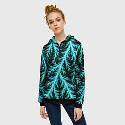 Толстовка на молнии женская Разряды электричества Tie Dye, цвет: 3D-черный — фото 2