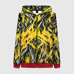Толстовка на молнии женская Жёлтый огонь и камень, цвет: 3D-красный