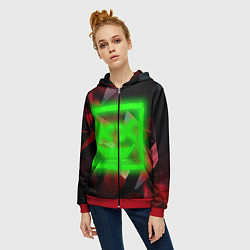 Толстовка на молнии женская Неоновый квадрат, цвет: 3D-красный — фото 2