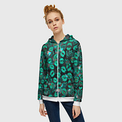 Толстовка на молнии женская Голубые поцелуи, цвет: 3D-белый — фото 2