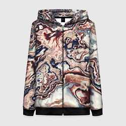 Толстовка на молнии женская Разноцветный мраморный узор, цвет: 3D-черный