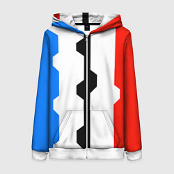 Толстовка на молнии женская Техно линии синий и красный, цвет: 3D-белый