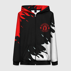 Толстовка на молнии женская Manchester United flame fc, цвет: 3D-черный