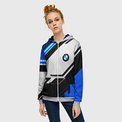 Толстовка на молнии женская BMW спортивная геометрия, цвет: 3D-меланж — фото 2