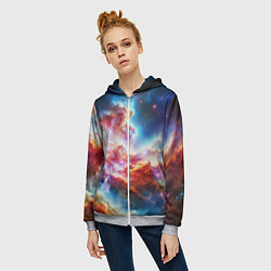Толстовка на молнии женская The cosmic nebula, цвет: 3D-меланж — фото 2