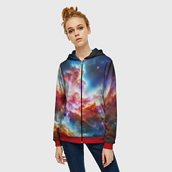 Толстовка на молнии женская The cosmic nebula, цвет: 3D-красный — фото 2
