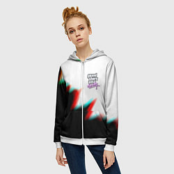 Толстовка на молнии женская GTA glitch текстура вайсити, цвет: 3D-белый — фото 2