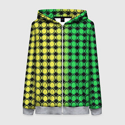 Женская толстовка на молнии Зелёные восьмиугольники и чёрные ромбы