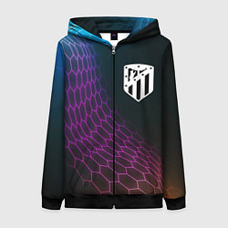 Толстовка на молнии женская Atletico Madrid футбольная сетка, цвет: 3D-черный