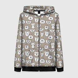 Толстовка на молнии женская Cats are memes, цвет: 3D-черный