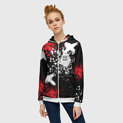 Толстовка на молнии женская Ауди на фоне граффити и брызг красок, цвет: 3D-белый — фото 2