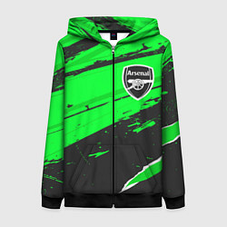 Толстовка на молнии женская Arsenal sport green, цвет: 3D-черный