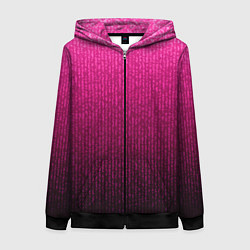 Женская толстовка на молнии Яркий розовый градиент полоска