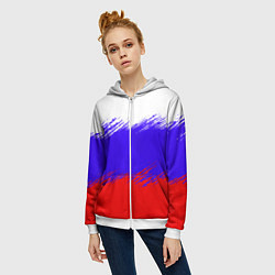Толстовка на молнии женская Триколор штрихи, цвет: 3D-белый — фото 2