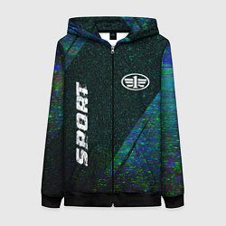 Женская толстовка на молнии FAW sport glitch blue