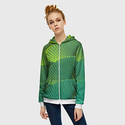 Толстовка на молнии женская Объемные веерные столбики, цвет: 3D-белый — фото 2