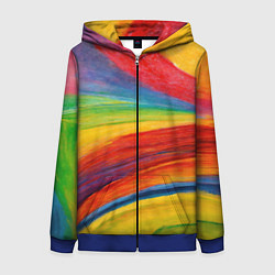 Толстовка на молнии женская Рисунок масляной пастелью, цвет: 3D-синий