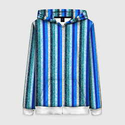 Женская толстовка на молнии Сине-бирюзовый полосатый