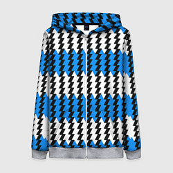 Женская толстовка на молнии Вертикальные бело-синие полосы