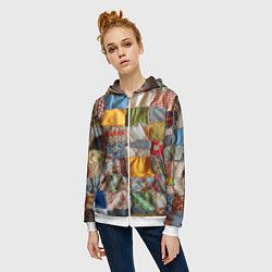 Толстовка на молнии женская Patchwork - ai art, цвет: 3D-белый — фото 2