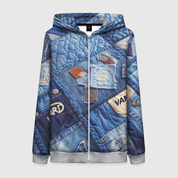 Толстовка на молнии женская Vanguard jeans patchwork - ai art, цвет: 3D-меланж