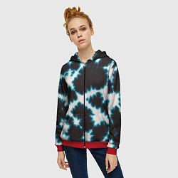 Толстовка на молнии женская Тёмно синий тай дай, цвет: 3D-красный — фото 2