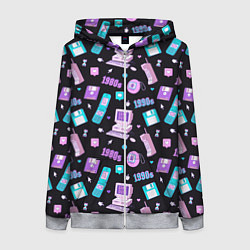 Толстовка на молнии женская Game over 1980 1990, цвет: 3D-меланж