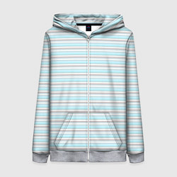 Толстовка на молнии женская Светлый серо-голубой полосами, цвет: 3D-меланж