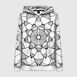Толстовка на молнии женская Мандала узор ракушка, цвет: 3D-белый