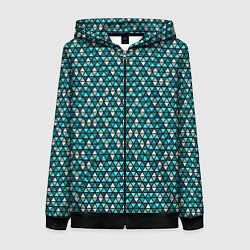 Толстовка на молнии женская Бирюзовый геометрия, цвет: 3D-черный