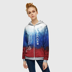 Толстовка на молнии женская Герб России и флаг, цвет: 3D-меланж — фото 2